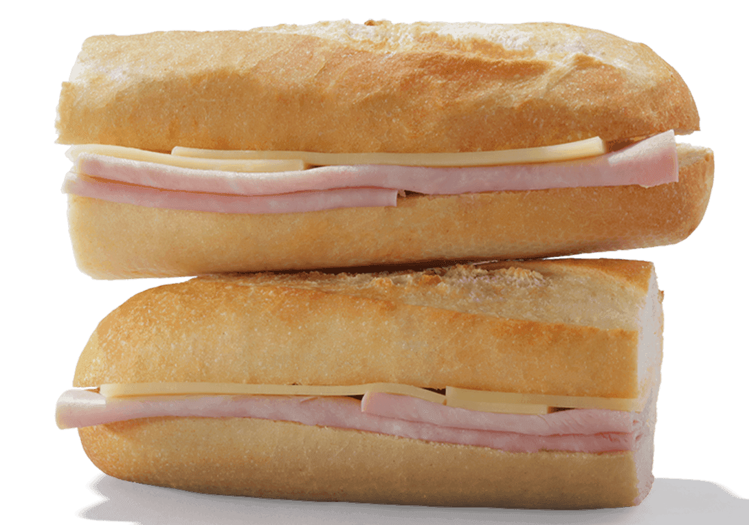 Greggs ham-filled baguette, a similar cold sandwich format to the Ham Sandwich